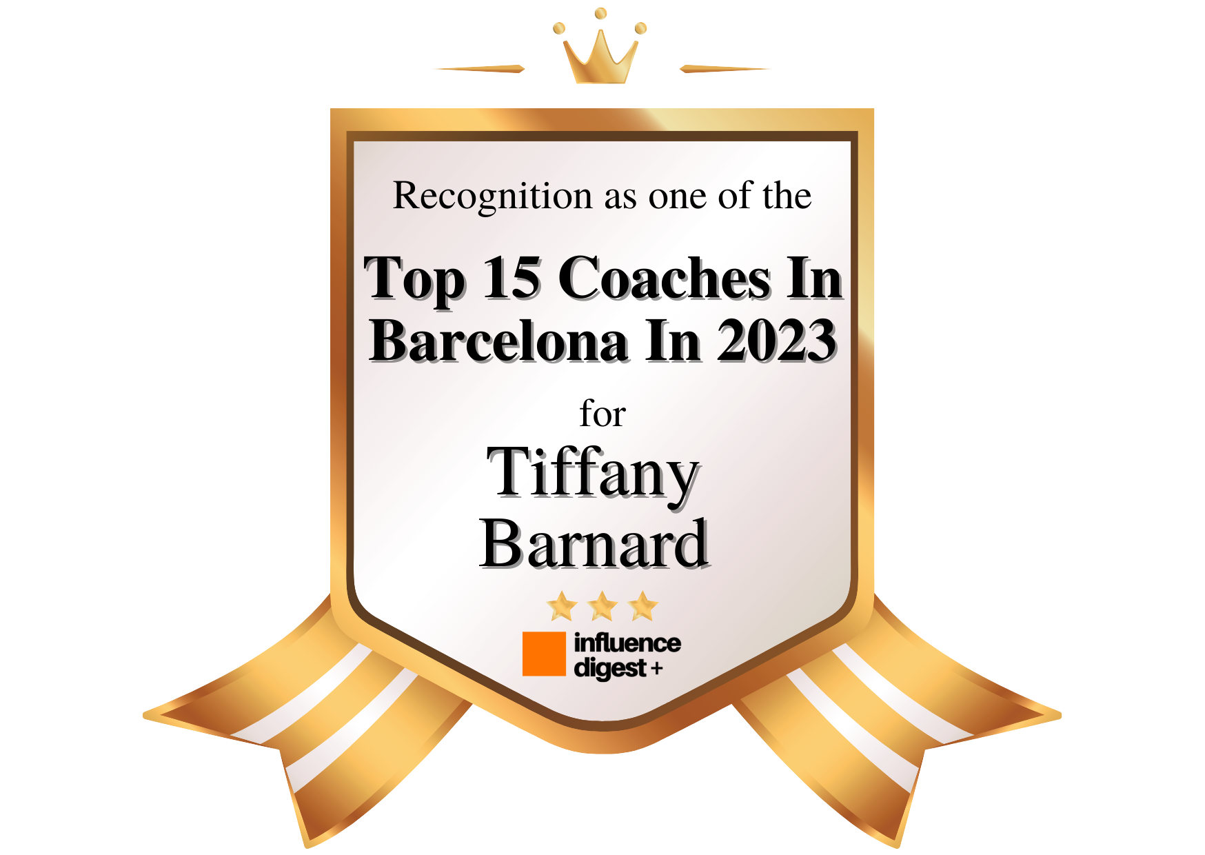 Tiffany Barnard Award Badge - Top Life Coach In Barcelona